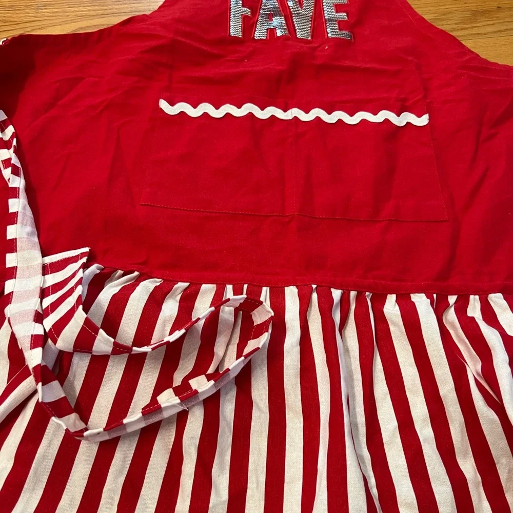 Burton & Burton Red and White Festive Santa’s sequin Apron Christmas holiday
